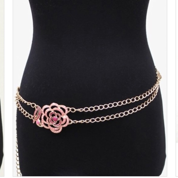 Accessories - Pink Gold Fashion Chain Belt